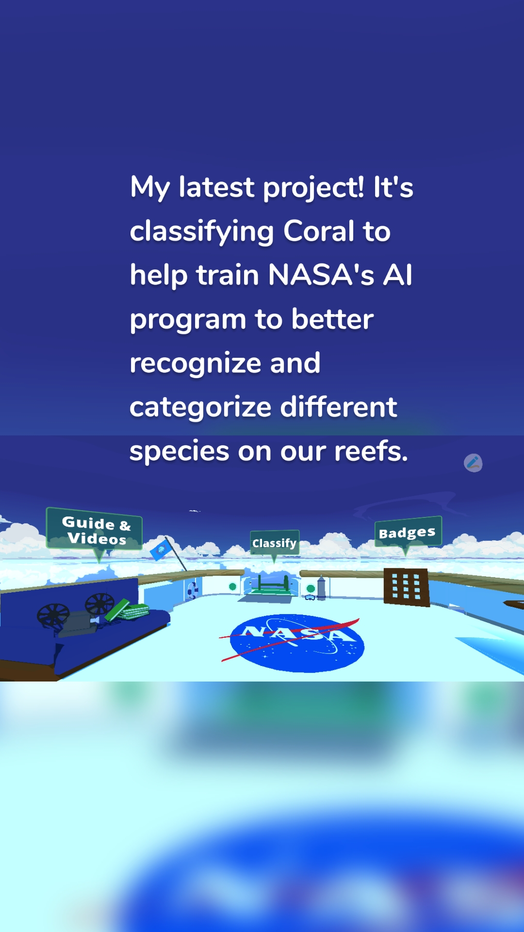 My latest project! It's classifying Coral to help train NASA's AI program to better recognize and categorize different species on our reefs.